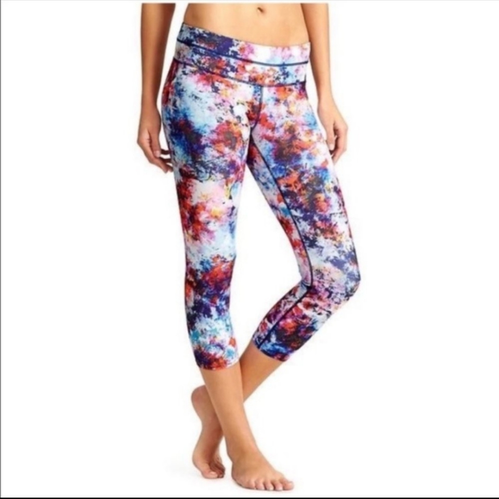 ATHLETA Women's Pull On Capri Leggings Skinny Leg Tie Dye Size S